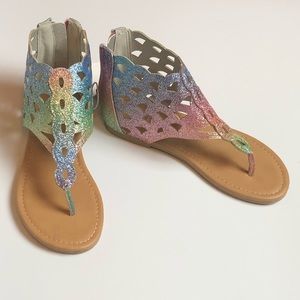 NEW Rainbow Glitter Rubber Outsole Sandals